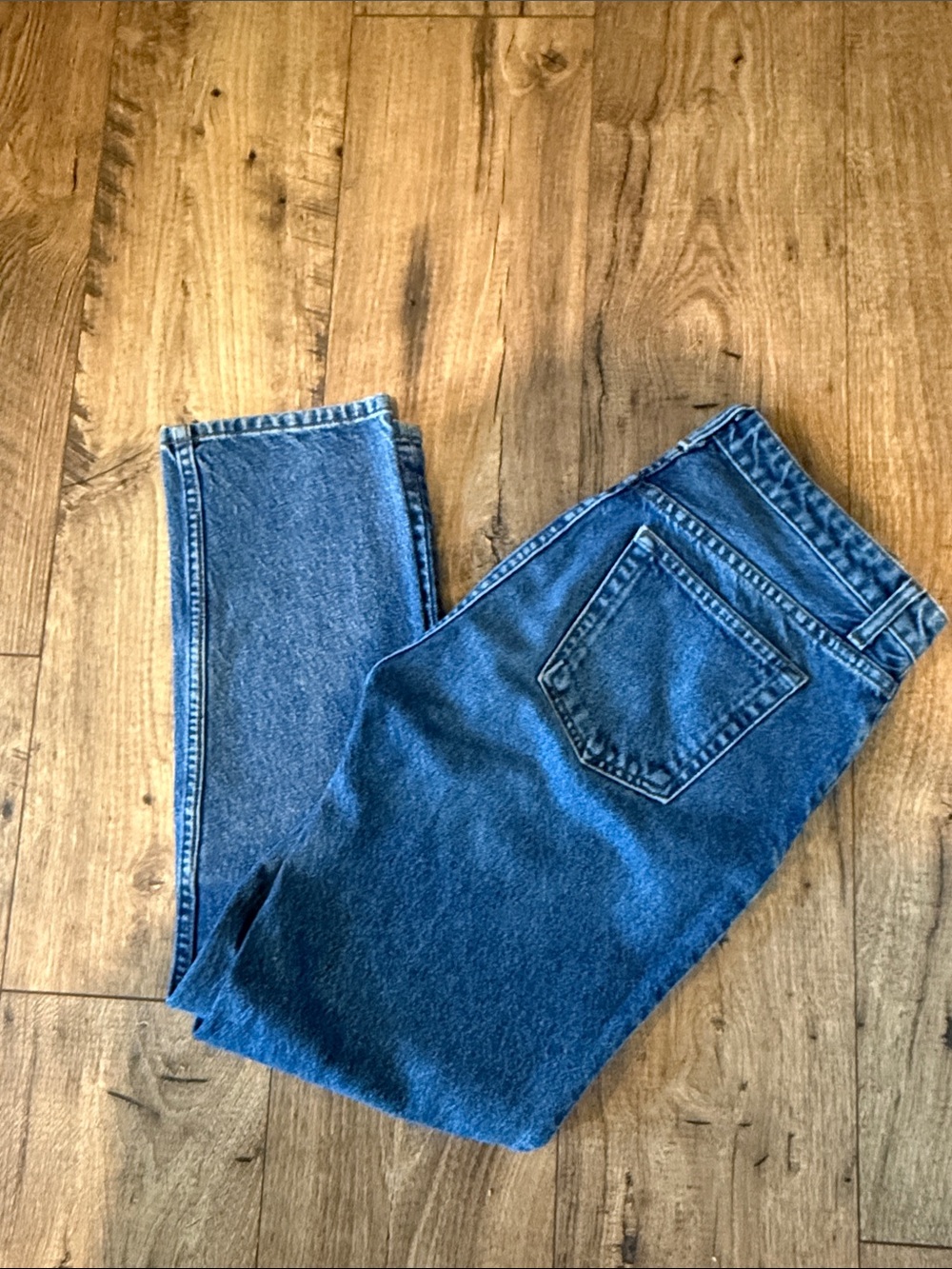 Reformation Straight-Leg Jeans in Mid Blue Denim